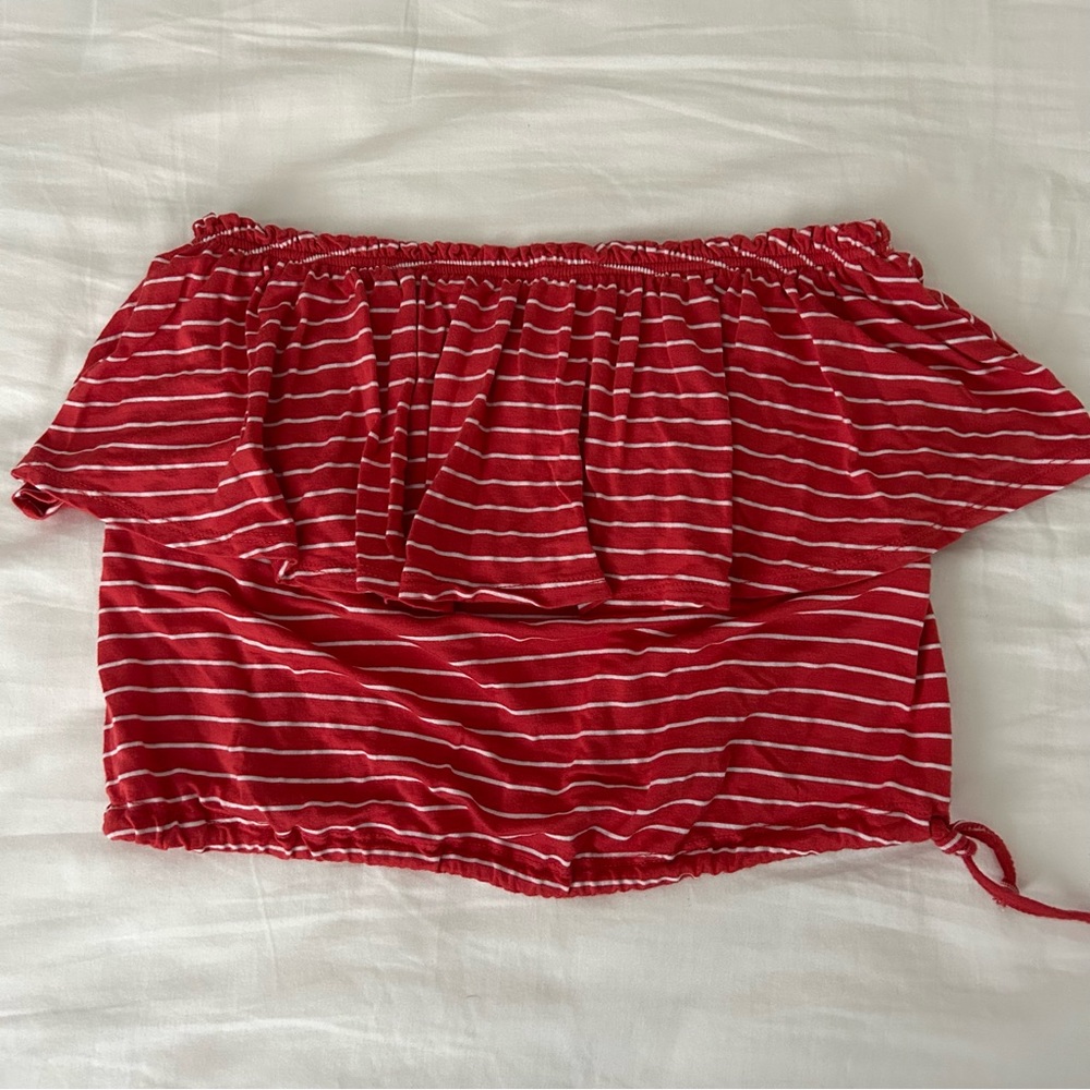 Striped Tube Top w/ Ruffle Layer